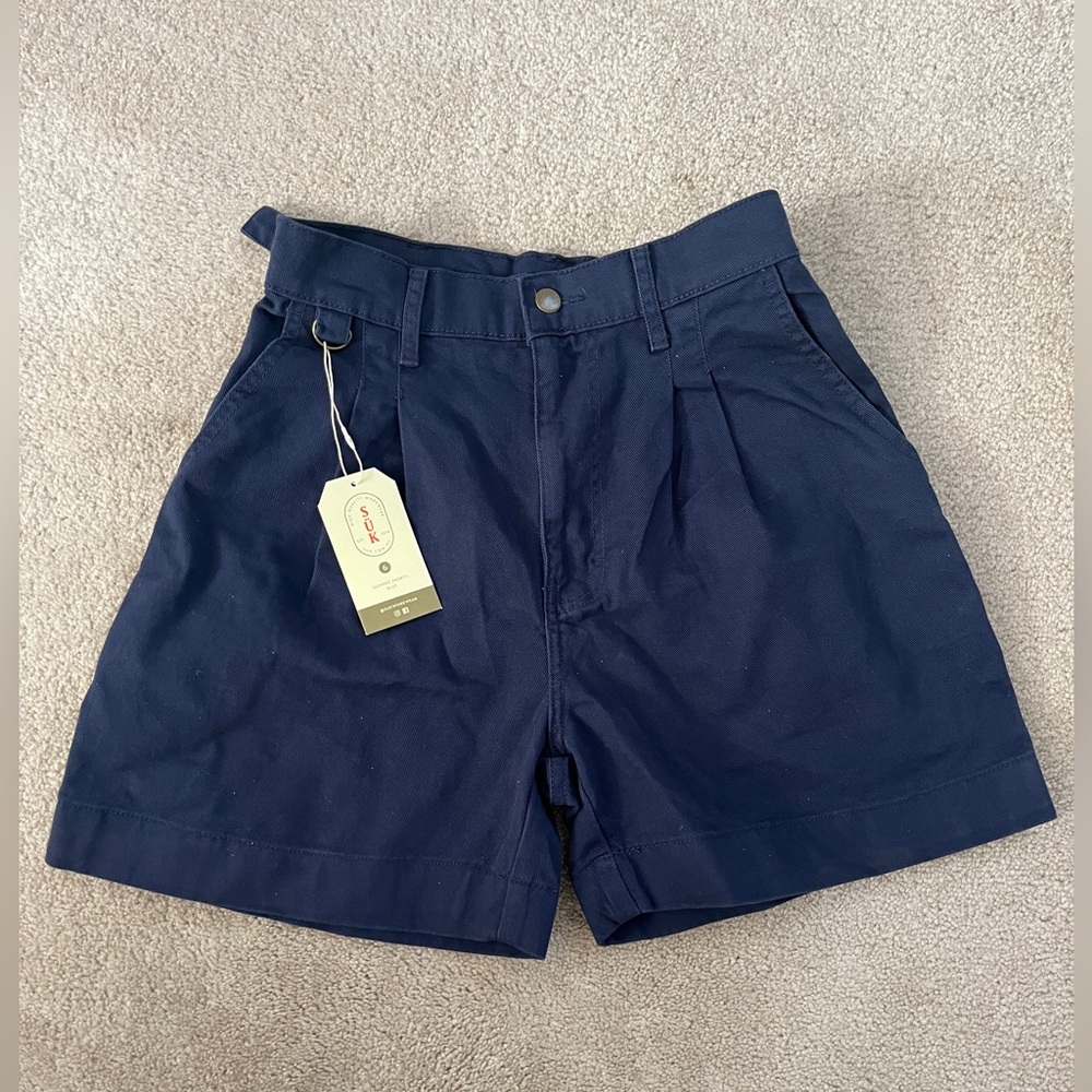 High Waist Navy Blue Women's Shorts